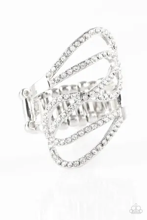 Chasing Starlight White Rhinestone Ring - Paparazzi Accessories