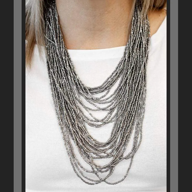 Dauntless Dazzle Black Seed Bead Necklace