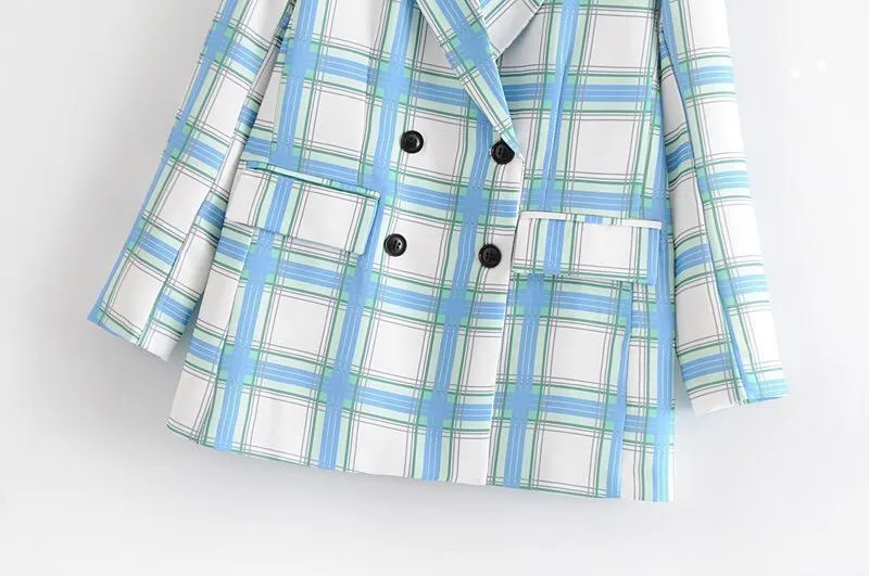 Suit-Women's Plaid Suit High Waist